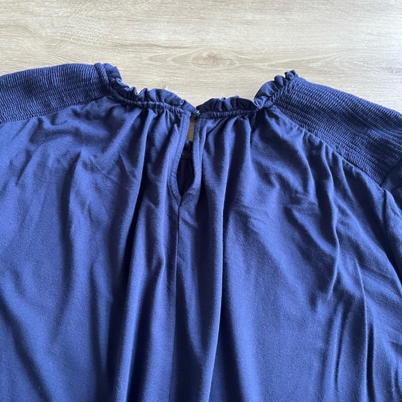 Lane Bryant Swing Crew-Neck Smocked-Shoulder Long Sleeve Top Plus SZ 26/28 Blue - Picture 9 of 9